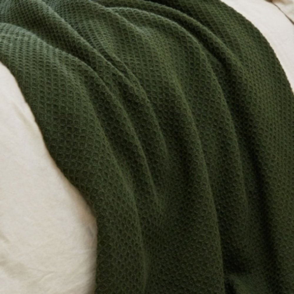 ⭐$40- ARHAUS HOLIDAY KEEPSAKE EVERGREEN WAFFLE WEAVE KNIT THROW | NEW | LAST ONE - Picture 6 of 7